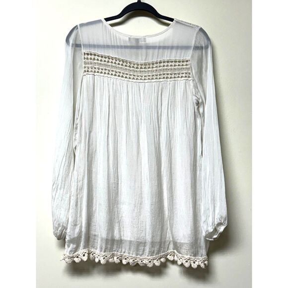 CARLA CONTI ITALY 100% Silk Fully Lined Tunic Crochet Trim, Sz L - Picture 5 of 10